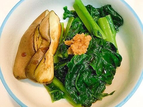 つるなと焼き茄子の生姜醤油